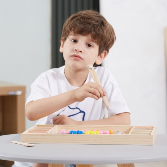 Medinis kamuoliukų gaudymo ir rungtynių žaidimas Montessori dėlionė VIGA