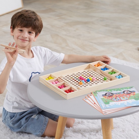 Medinis kamuoliukų gaudymo ir rungtynių žaidimas Montessori dėlionė VIGA