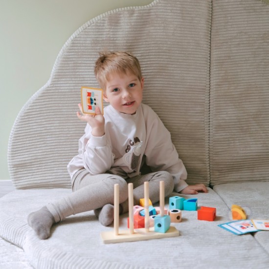 Medinis krabo dėlionės kaladėlių rinkinys, pastelinės spalvos TOOKY TOY