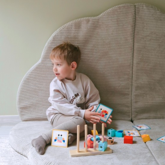 Medinis krabo dėlionės kaladėlių rinkinys, pastelinės spalvos TOOKY TOY
