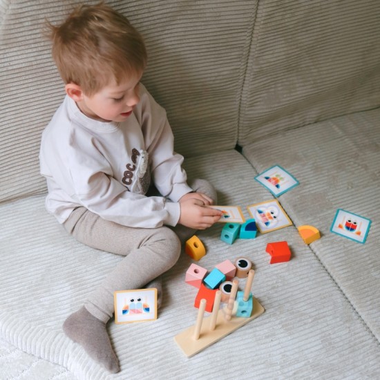Medinis krabo dėlionės kaladėlių rinkinys, pastelinės spalvos TOOKY TOY
