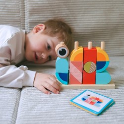 Medinis krabo dėlionės kaladėlių rinkinys, pastelinės spalvos TOOKY TOY