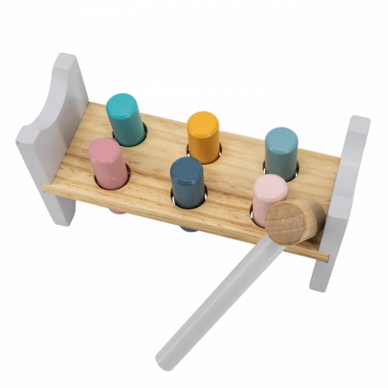 Medinis lavinamasis žaislas VIGA PolarB Medinė piramidė + plaktukas Montessori