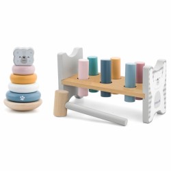Medinis lavinamasis žaislas VIGA PolarB Medinė piramidė + plaktukas Montessori