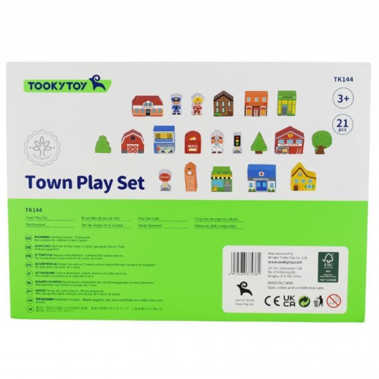 Medinis pastatų ir figūrėlių rinkinys „Miestas“ TOOKY TOY