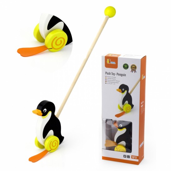 Medinis pingvinų stūmiklis „Viga Toys“