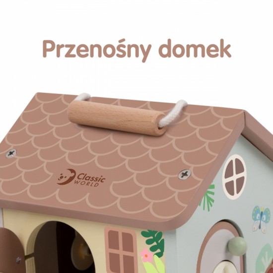 Medinis sensorinis edukacinis namelis su spynomis ir raktais, 11 vnt. CLASSIC WORLD