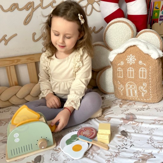 Medinis skrudintuvų pusryčių rinkinys su priedais, 14 vnt., FSC WOOPIE GREEN