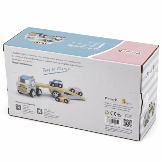 Medinis Vilkikas Su Žaisliniais Automobiliais VIGA PolarB Montessori
