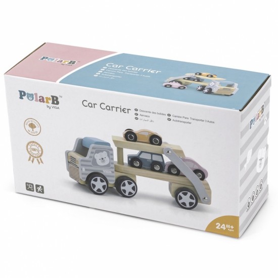 Medinis Vilkikas Su Žaisliniais Automobiliais VIGA PolarB Montessori