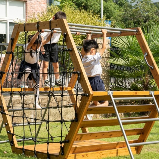 Medinis žaidimų aikštelės XXL šešiakampis laipiojimo komplektas CLASSIC WORLD EDU