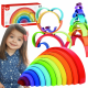 Medinių Kaladėlių Dėlionė TOOKY TOY Montessori Rainbow