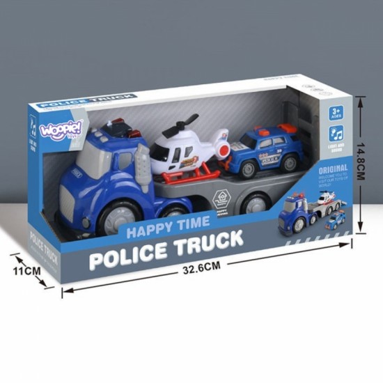 Mėlyno policijos miesto sunkvežimio garso ir šviesos efektai WOOPIE