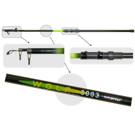 Meškerė MB WOLF Short ilgis 360 cm, testas 30 - 60g Meškerė MB WOLF Short ilgis 360 cm, testas 30 - 60g