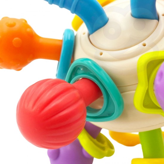 Minkštas barškutis 2in1 kramtukas-sensorinis žaislas kūdikiams.WOOPIE BABY