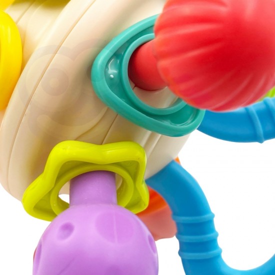 Minkštas barškutis 2in1 kramtukas-sensorinis žaislas kūdikiams.WOOPIE BABY