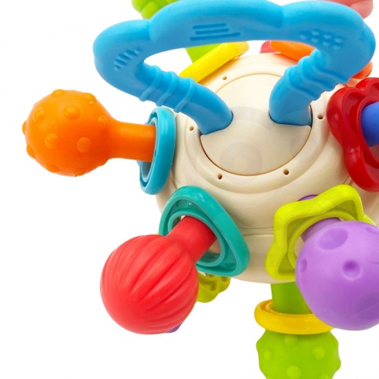 Minkštas barškutis 2in1 kramtukas-sensorinis žaislas kūdikiams.WOOPIE BABY