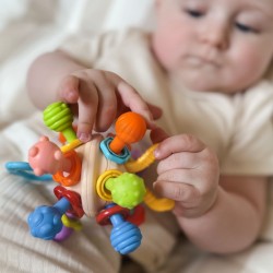 Minkštas barškutis 2in1 kramtukas-sensorinis žaislas kūdikiams.WOOPIE BABY