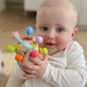 Minkštas barškutis 2in1 kramtukas-sensorinis žaislas kūdikiams.WOOPIE BABY
