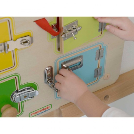 Mokymosi atidaryti ir uždaryti spynas sieninė manipuliavimo lenta MASTERKIDZ