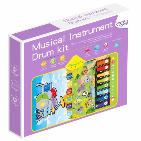 Muzikinis kilimėlis Gyvūnai Interaktyvus pianinas ir būgnai 2 viename WOOPIE