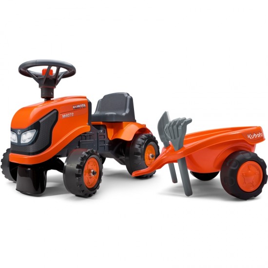 Oranžinis traktorius su priekaba + priedai nuo 1 metų FALK Kubota