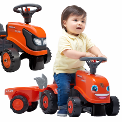 Oranžinis traktorius su priekaba + priedai nuo 1 metų FALK Kubota