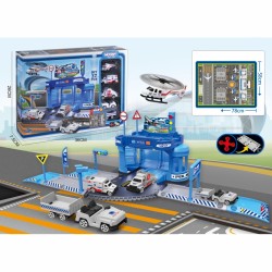 Parkavimo komplektas su automobiliais ir sraigtasparnio nusileidimo aikštele, 37 vnt. WOOPIE