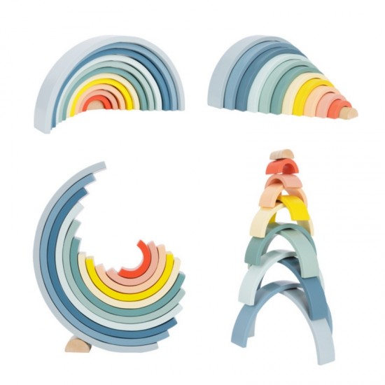 Pastelinės dėlionės mediniai Montessori vaivorykštės kaladėlės TOOKY TOY