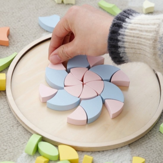 Pastelinės Mandala Montessori Dėlionės Mozaikos Gėlės CLASSIC WORLD