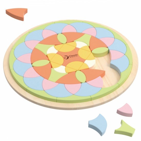 Pastelinės Mandala Montessori Dėlionės Mozaikos Gėlės CLASSIC WORLD