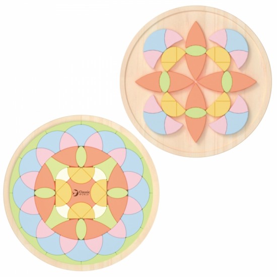 Pastelinės Mandala Montessori Dėlionės Mozaikos Gėlės CLASSIC WORLD