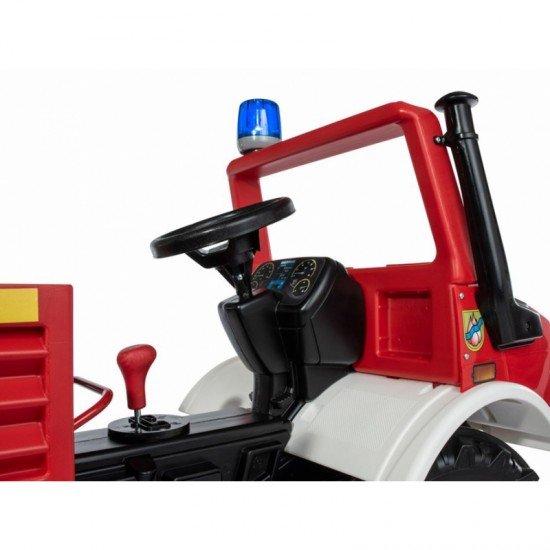 Pedalinis automobilis ugniagesys + gaidys Rolly Toys Unimog Mercedes Benz