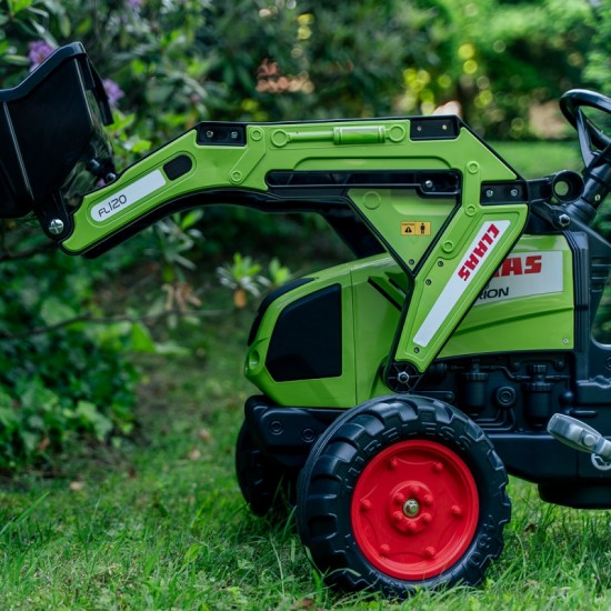 Pedalinis traktorius su kaušu ir priekaba, žalias, CLAAS, nuo 3 metų FALK
