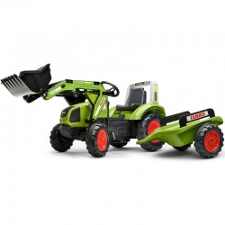 Pedalinis traktorius su kaušu ir priekaba, žalias, CLAAS, nuo 3 metų FALK