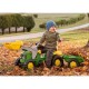 Pedalinis traktorius su kibiru ir priekaba, žalias Rolly Toys RollyKid John Deere