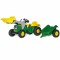 Pedalinis traktorius su kibiru ir priekaba, žalias Rolly Toys RollyKid John Deere
