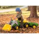 Pedalinis traktorius su kibiru ir priekaba, žalias Rolly Toys RollyKid John Deere