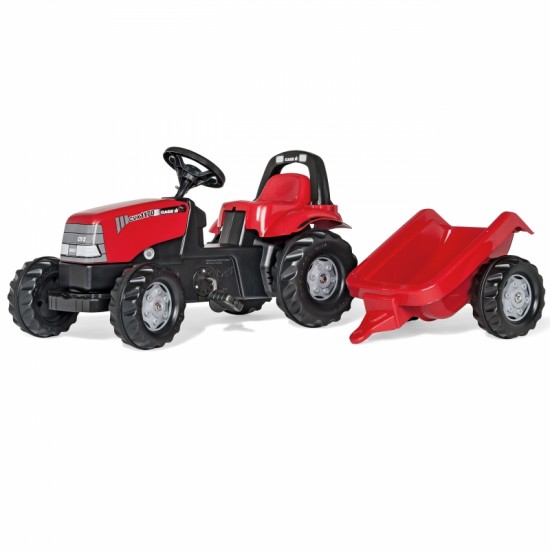 Pedalinis traktorius su priekaba, raudonas Rolly Toys rollyKid Case 1170 CVX