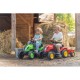 Pedalų traktorius su priekaba, žalias, 2-5 metų amžiaus FALK Country Farmer