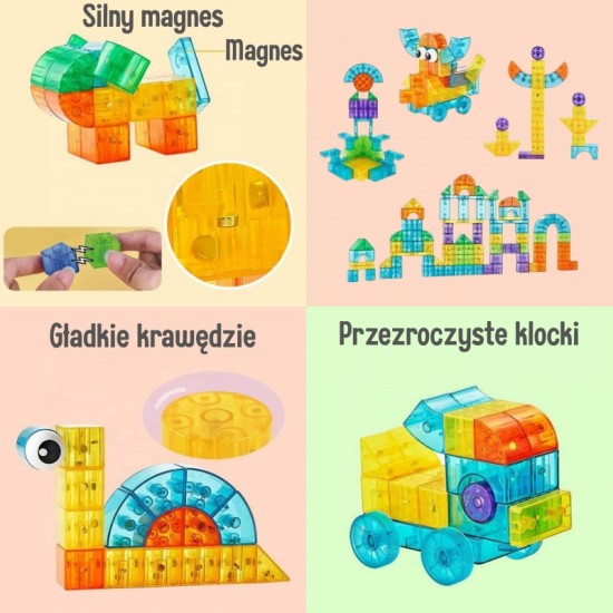 Permatomi magnetiniai kaladėlės 43 vnt. WOOPIE