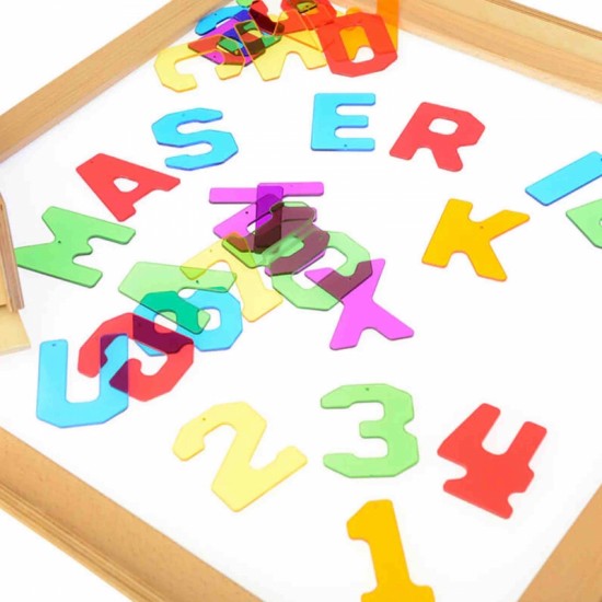 Permatomi skaičiai ir raidės, 38 vnt. Montessori MASTERKIDZ