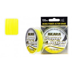Pintas Valas AKARA Power Action X-4 Geltonas, Ilgis 135m, Storis 0,20mm, Testas 15,1kg.