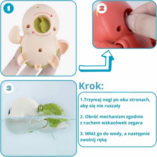 Plaukimo pripučiamas vonios žaislas, rožinis Woopie Turtle