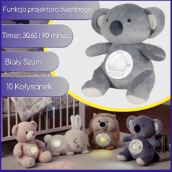 Pliušinis žaislas – baltasis lokys su projektoriumi ir raminančiais garsais, 15 melodijų WOOPIE BABY