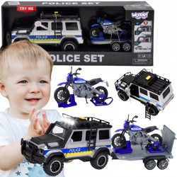 Policijos visureigis su motociklo priekaba ir komplektu WOOPIE