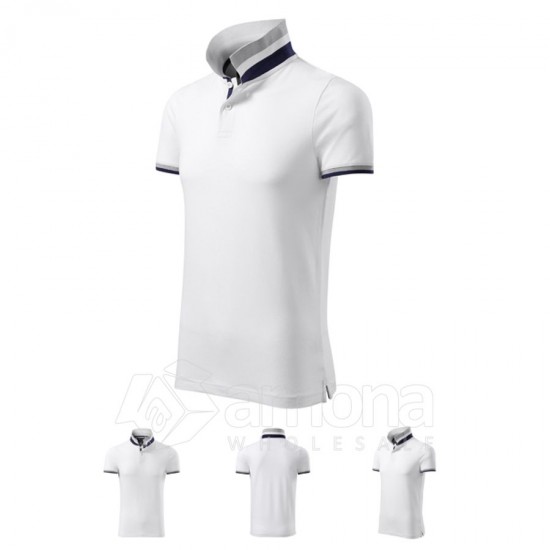 Polo marškinėliai MALFINI Collar Up White, vyriški