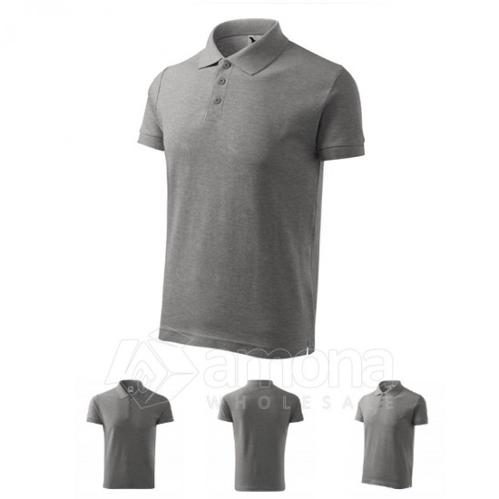 Polo marškinėliai MALFINI Cotton Dark Gray Melange, vyriški