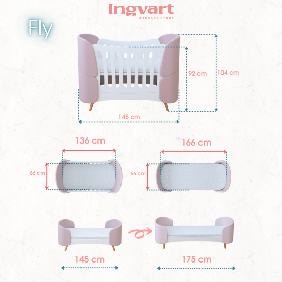 Pratęsimas Vaikiškai Lovelėi-Transformeris Ingvart Fly, Iki 166cm