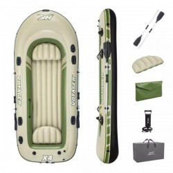 Pripučiama valtis 4-vietė kietu dugnu Bestway Voyager X4 Raft, 350x145x49 cm, 65156